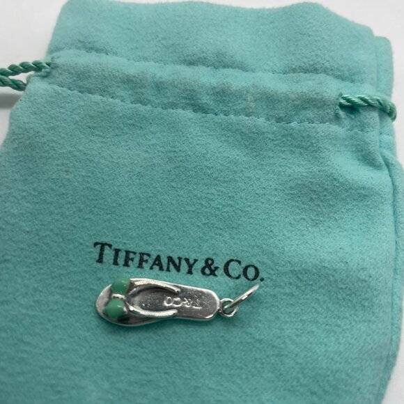 Tiffany & Co. Blue Enamel Flip Flop Charm Sterling Silver with Pouch - Picture 9 of 9
